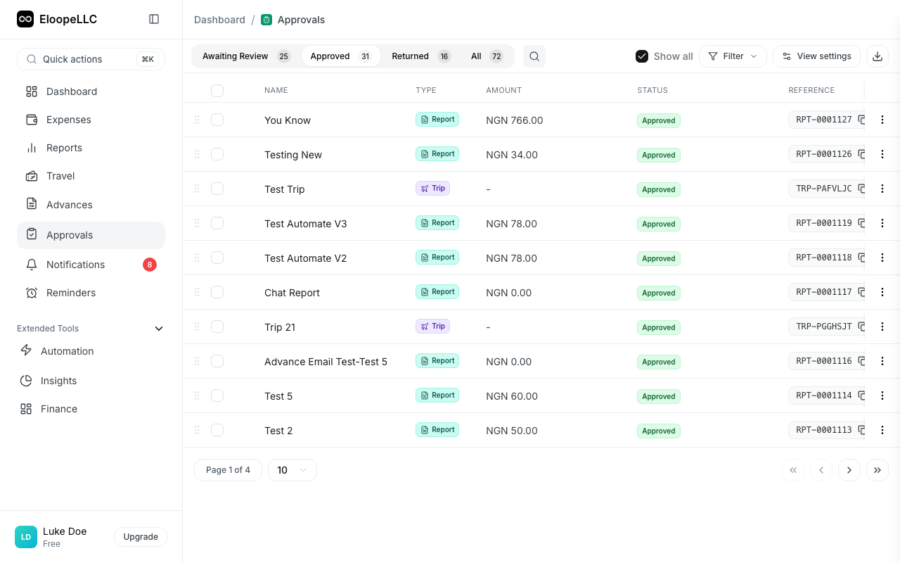 The Approve button and confirmation dialog with the optional comment field