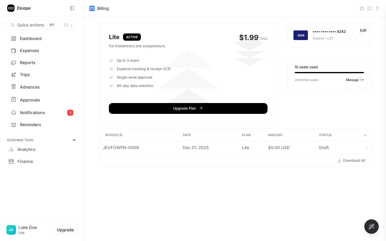 The referral section showing your referral code and stats